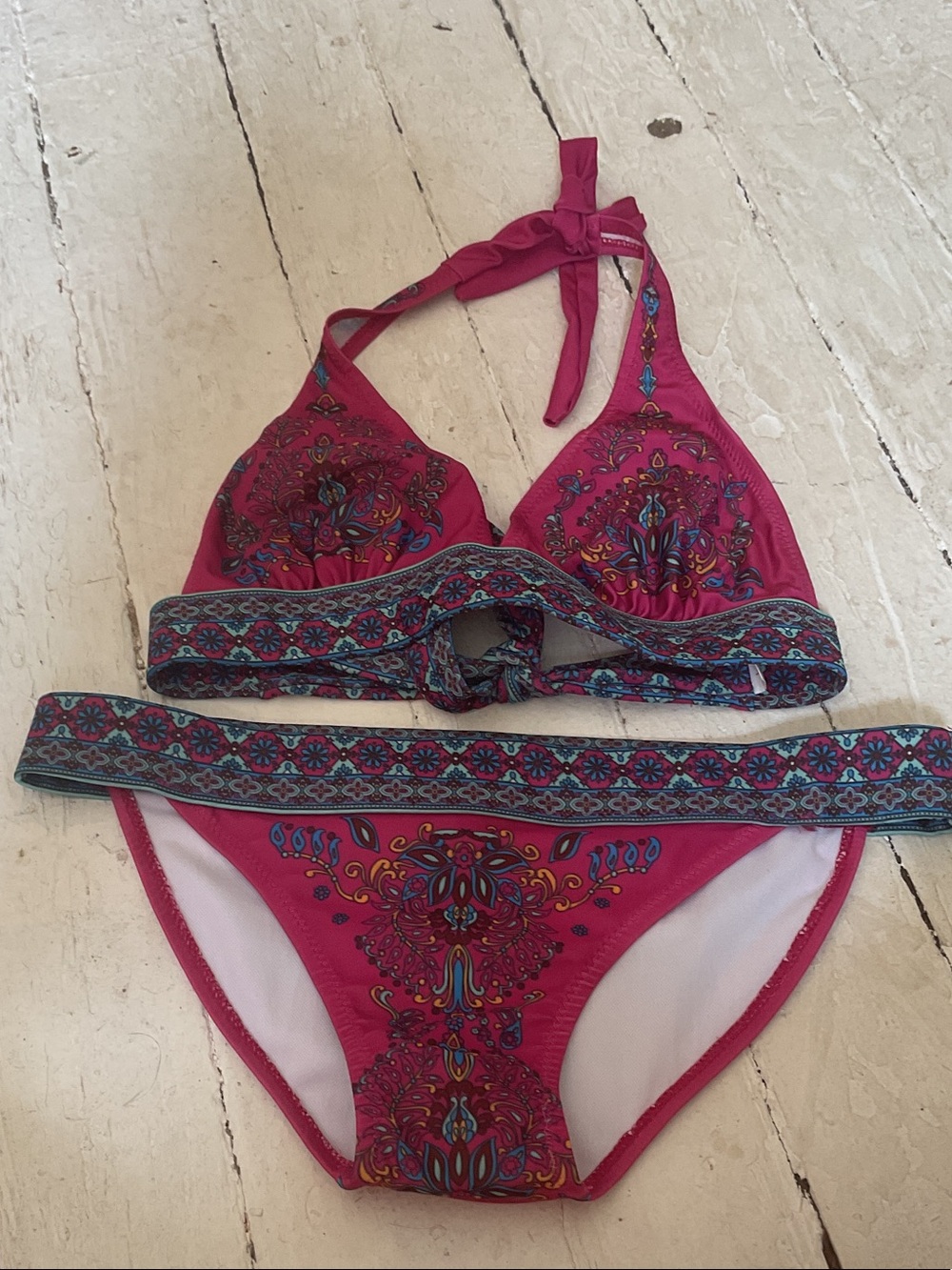 Women’s Pink Printed Halter Bikini Set